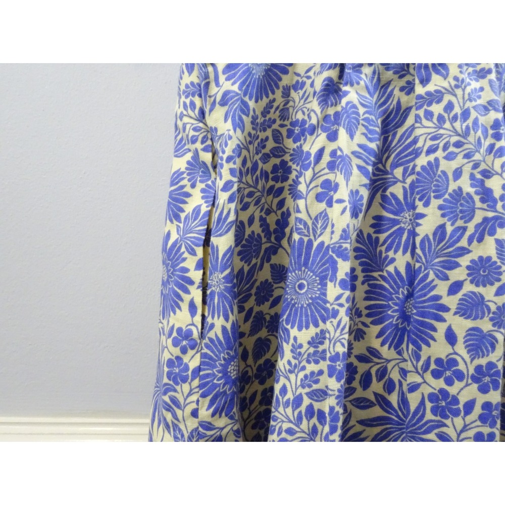 Boden Blue Floral Linen Cotton Maxi Dress Puff Sleeve Sweetheart Neck NWT US 4R - Picture 12 of 13